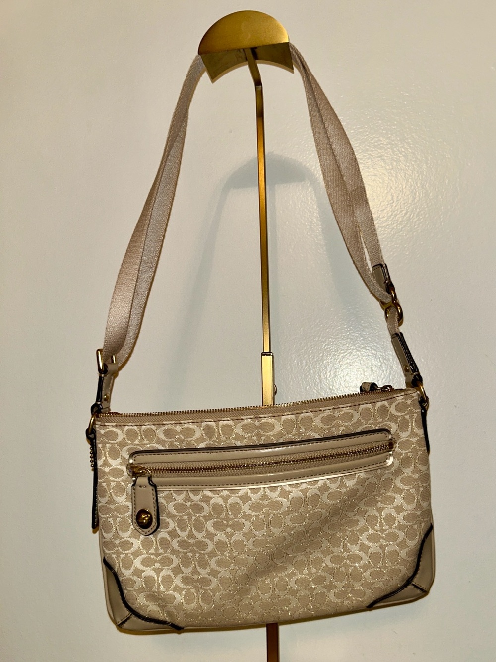 Coach Chelsea Signature Crossbody Bag.  Y2K Gold Sparkle
